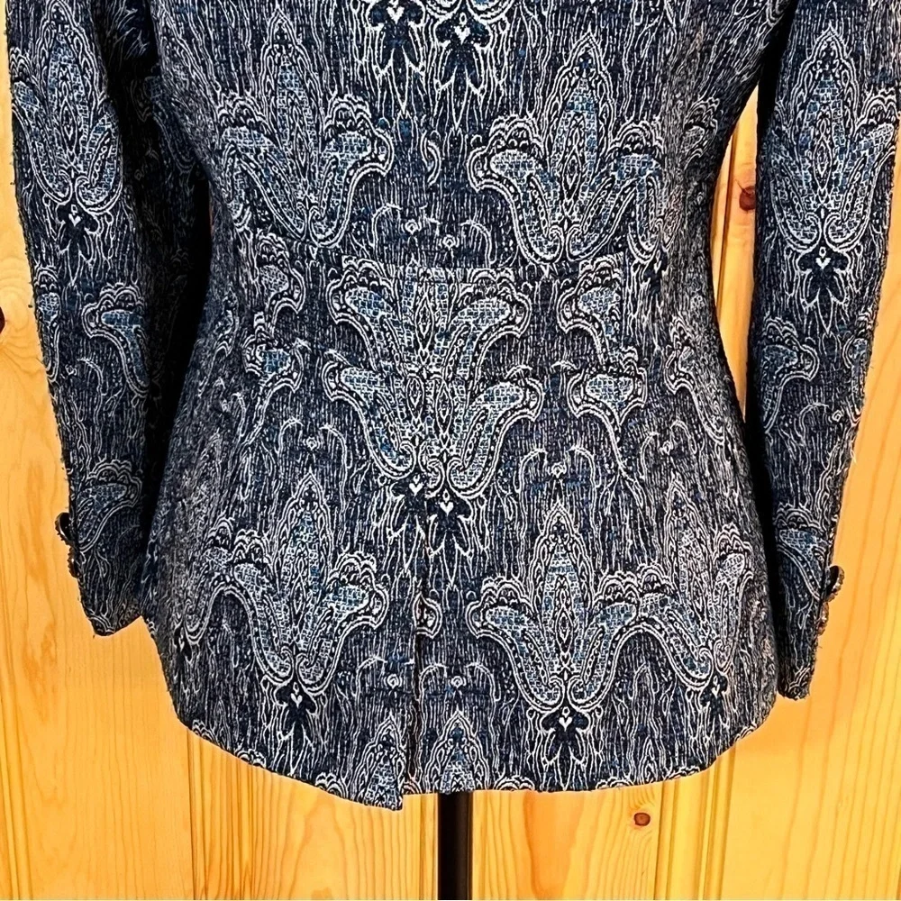 Vtg Oscar an Oscar de la Renta Company Fleur-de-lys Jacquard Print Jacket Sz-4